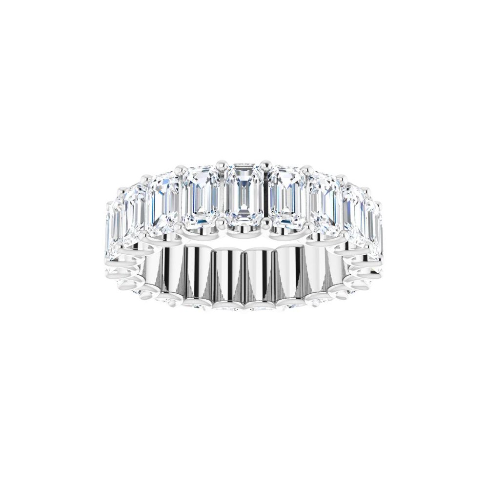 7.50 Carat Emerald Cut Lab Grown Diamond Eternity Band in 14K White, Yellow, or Rose Gold | VS Clarity F-G Color