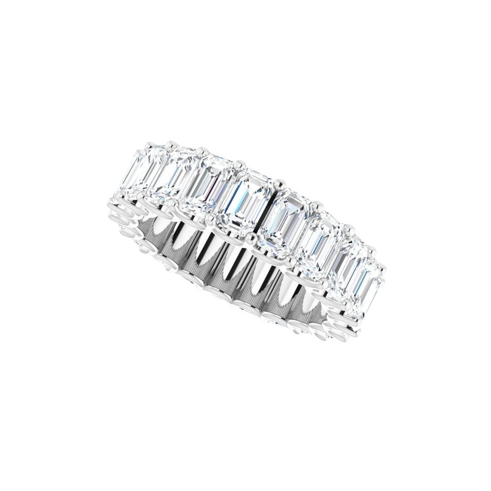 7.50 Carat Emerald Cut Lab Grown Diamond Eternity Band in 14K White, Yellow, or Rose Gold | VS Clarity F-G Color