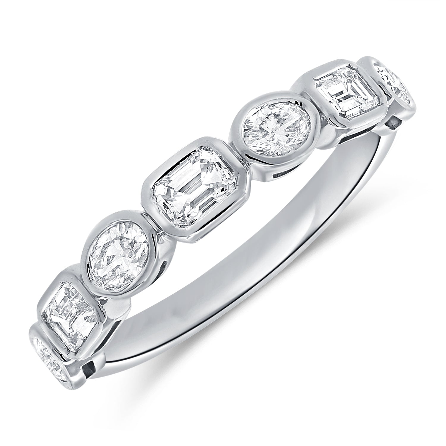 Elegant 14K Gold Mixed-Cut Diamond Band