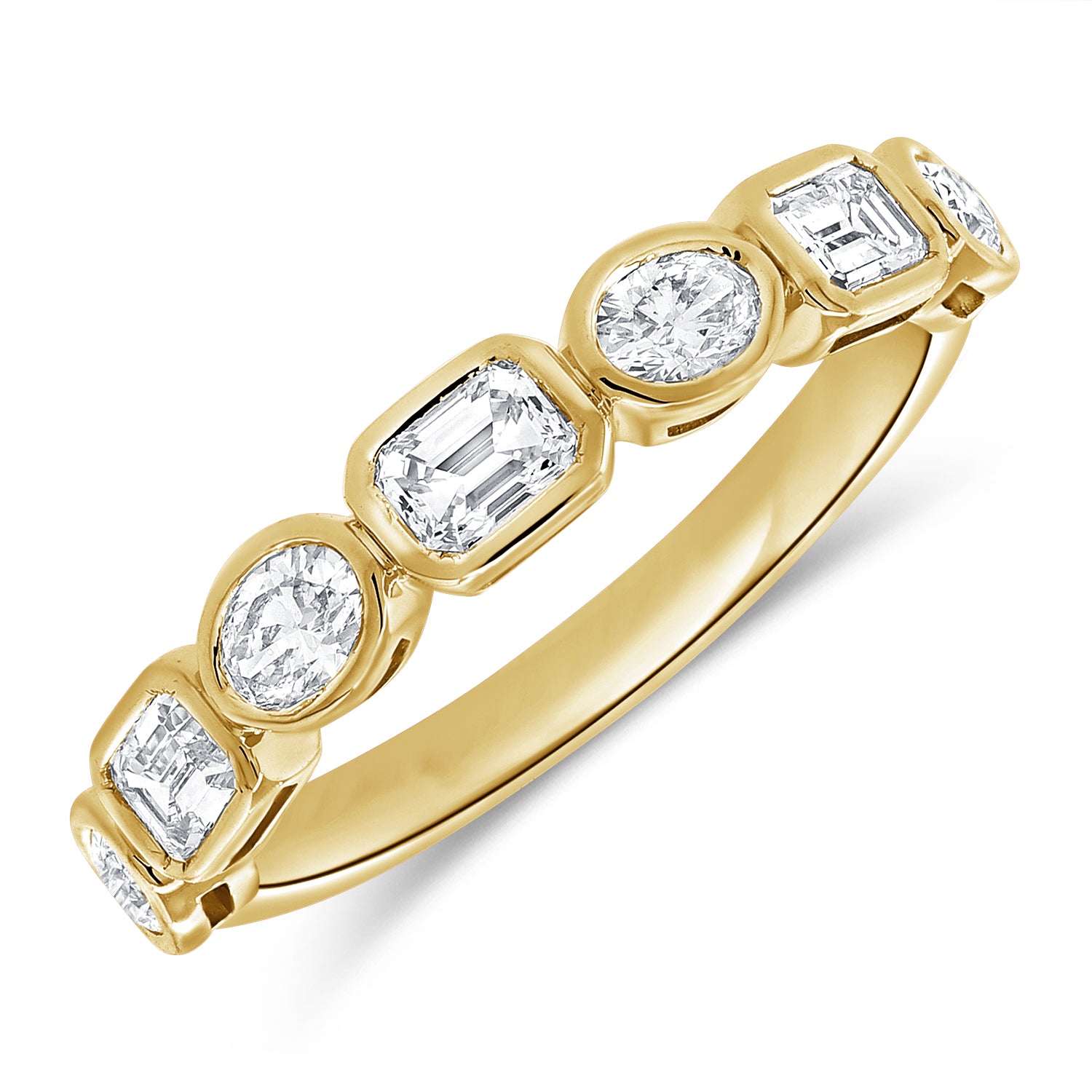 Elegant 14K Gold Mixed-Cut Diamond Band