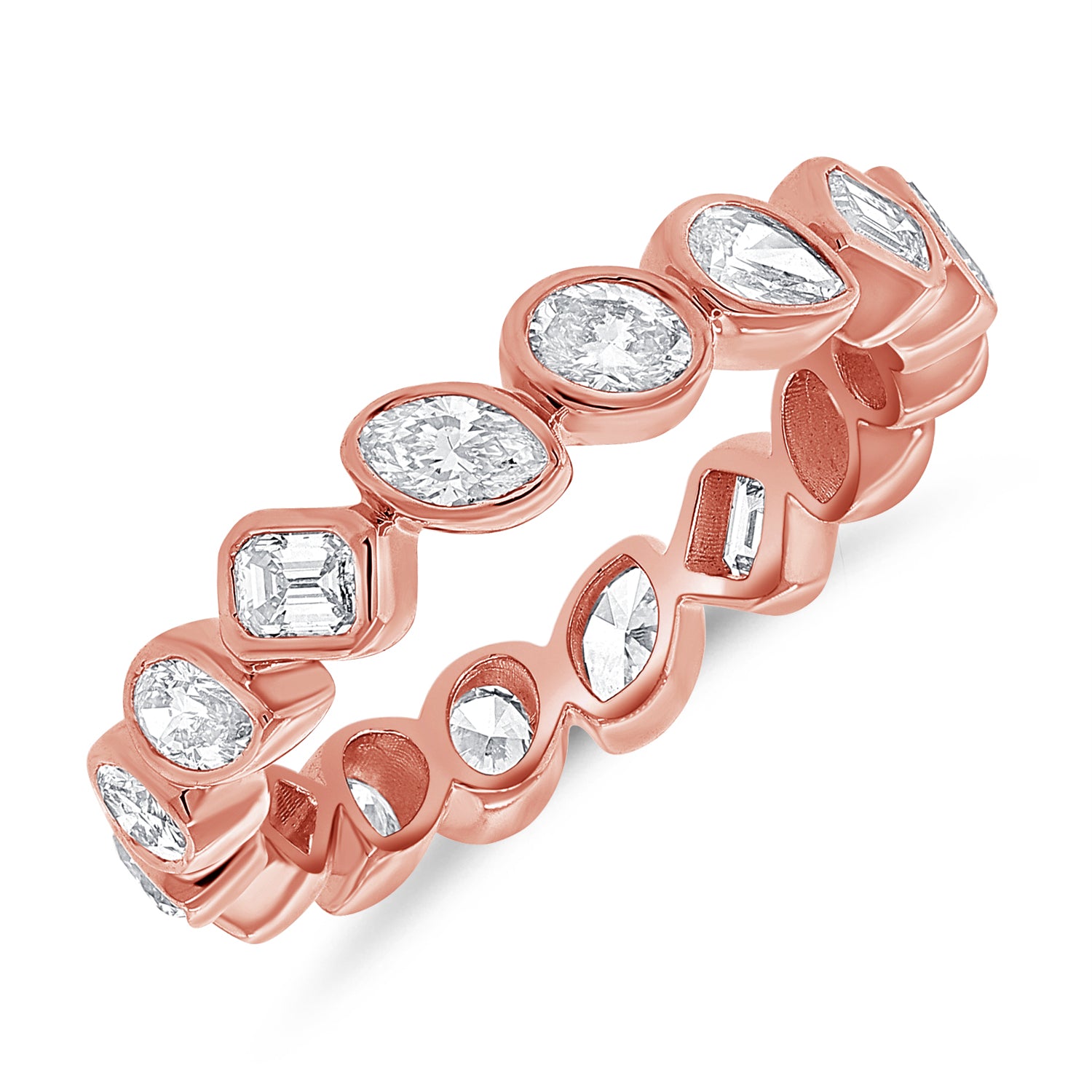 Stunning 14K Gold Multi-Cut Diamond Eternity Band