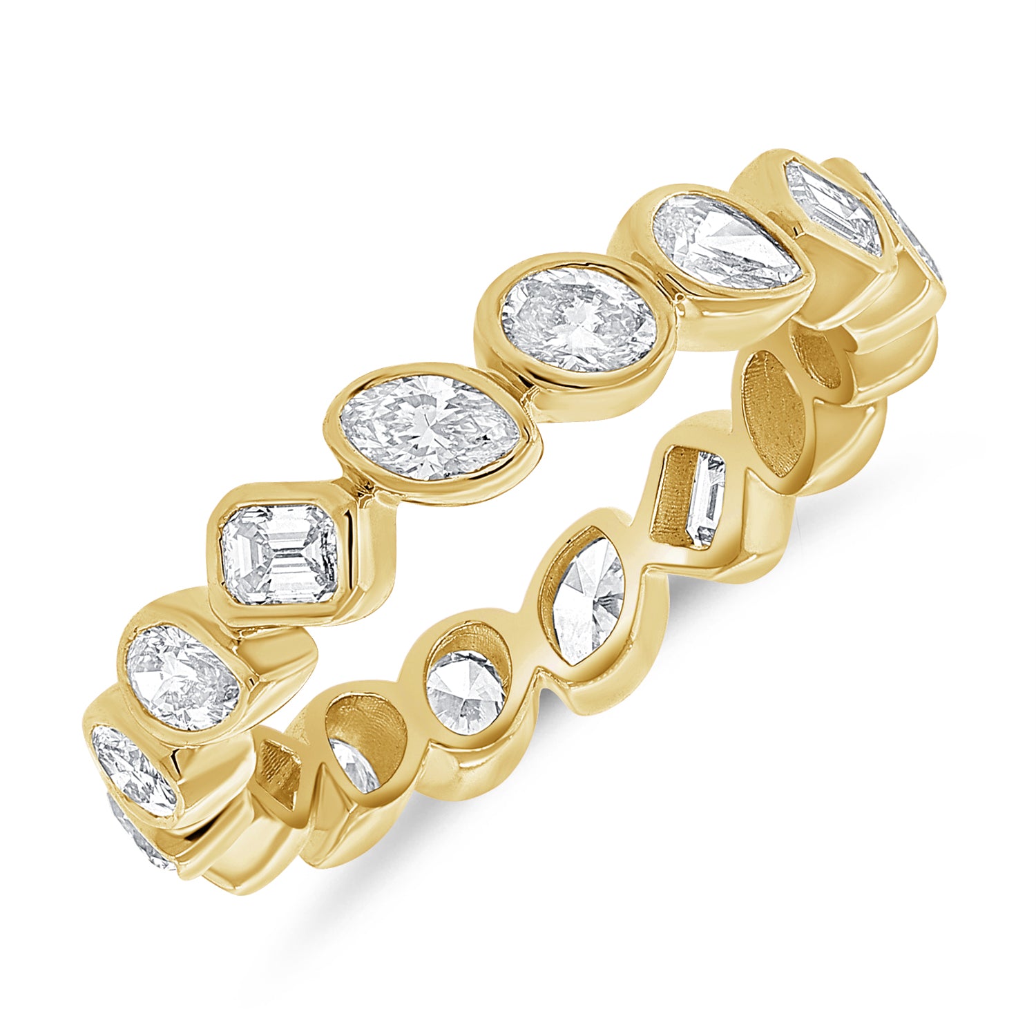 Stunning 14K Gold Multi-Cut Diamond Eternity Band