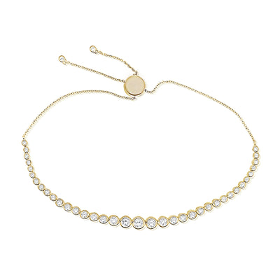 Diamond Bezel Bolo Bracelet in 14K Gold | 1.10 Carat Adjustable Tennis Bracelet
